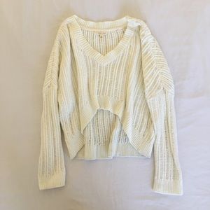 Knit V-Neck Crop Top Sweater